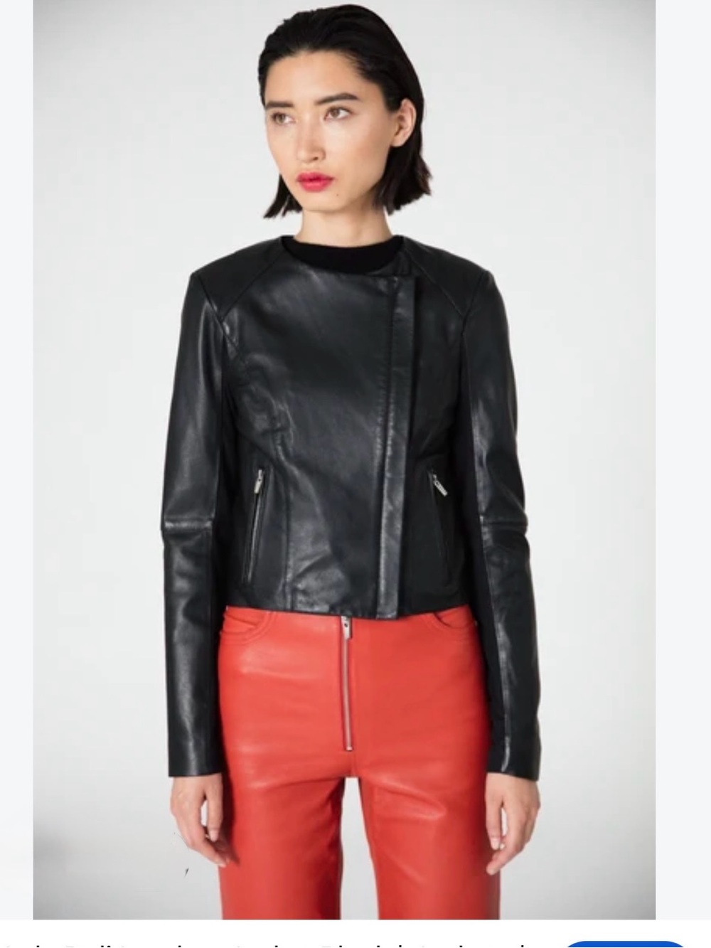 Veda Black Leather Racer Jacket